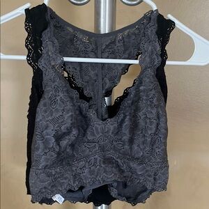 Lace Bralette in Gray and Black